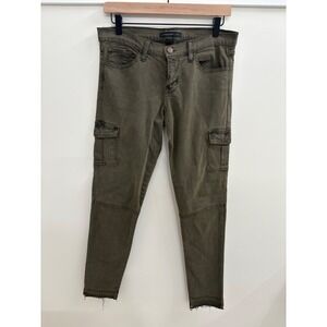 Flying Monkey Platinum Olive Grunge Cargo Indie Jeans Distressed Hem L9417 28